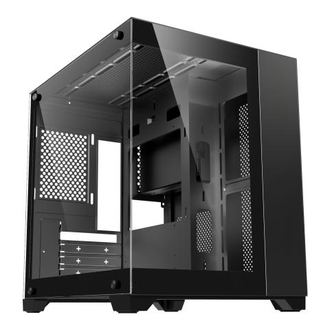 DIYPC Cube Black mATX Case, Dual Tempered Glass