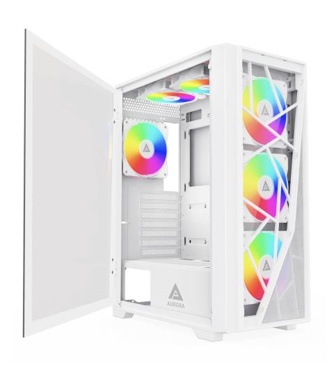 APEVIA Aurora White Tempered Glass RGB